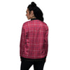 Tattersall Red Print Pattern Women's Bomber Jacket-grizzshop