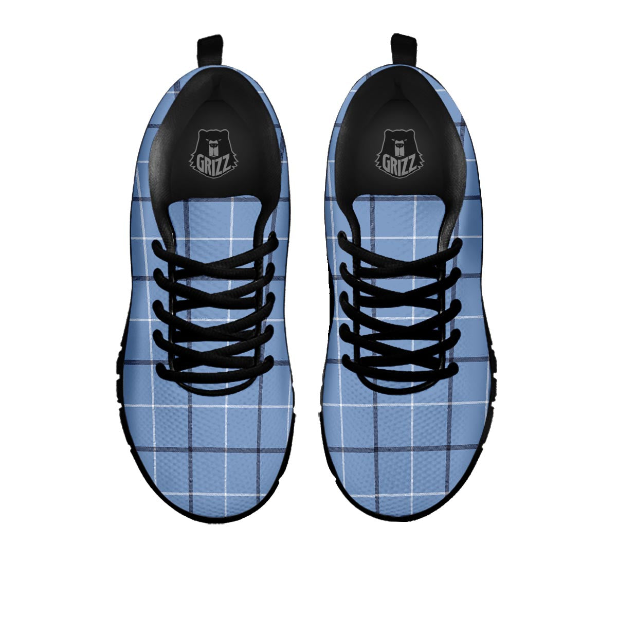 Tattersall Solf Blue Print Pattern Black Sneaker-grizzshop