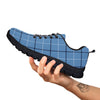 Tattersall Solf Blue Print Pattern Black Sneaker-grizzshop