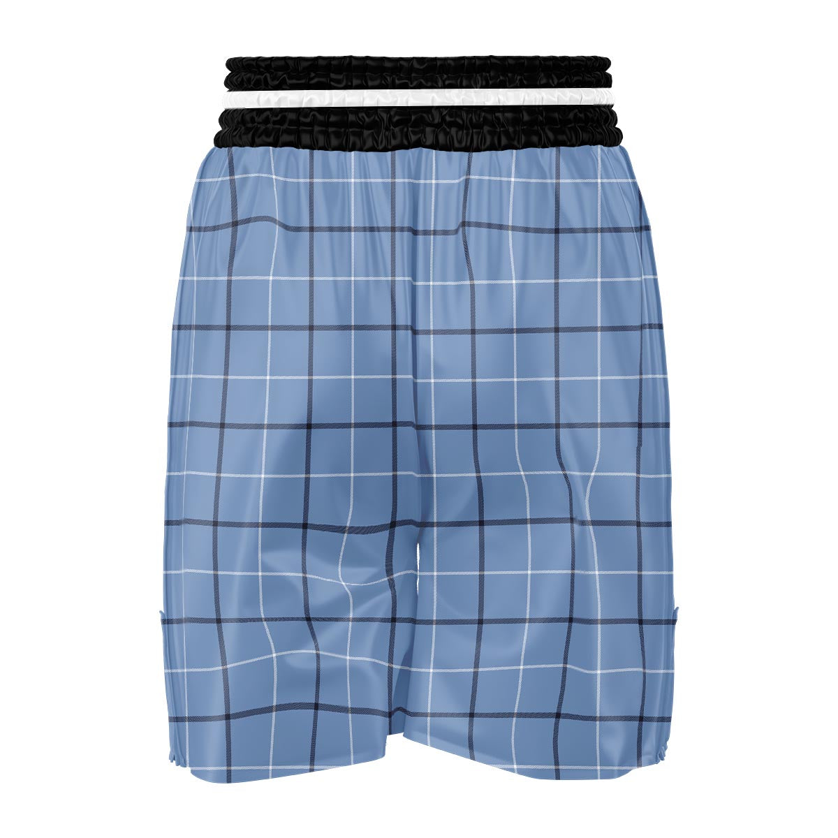 Tattersall Solf Blue Print Pattern Boxing Shorts-grizzshop
