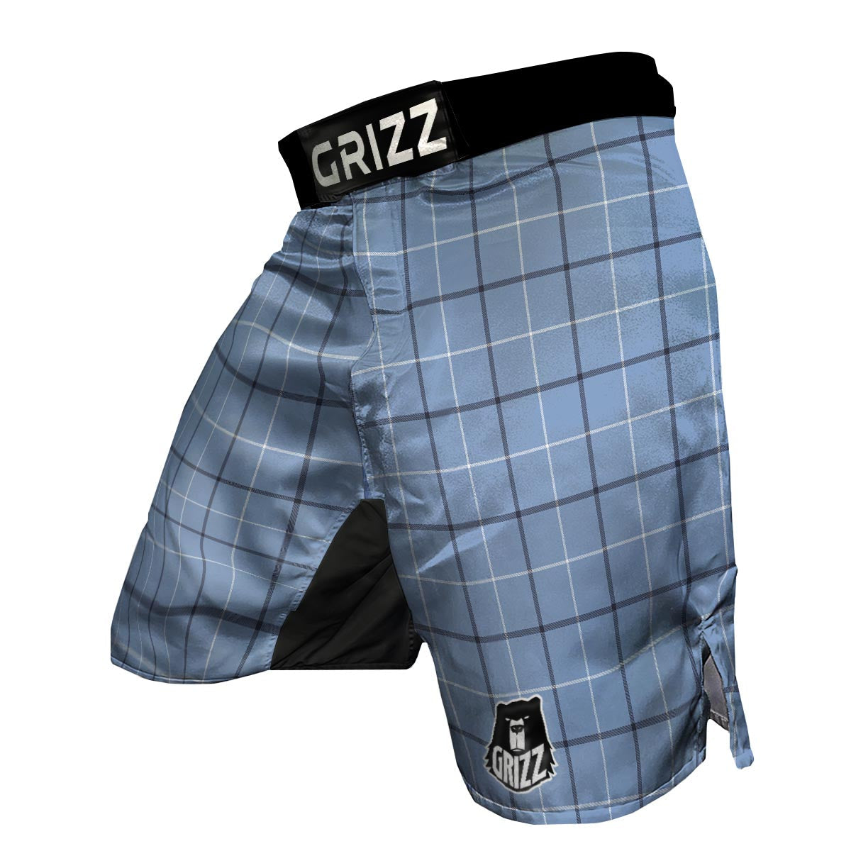 Tattersall Solf Blue Print Pattern MMA Shorts-grizzshop