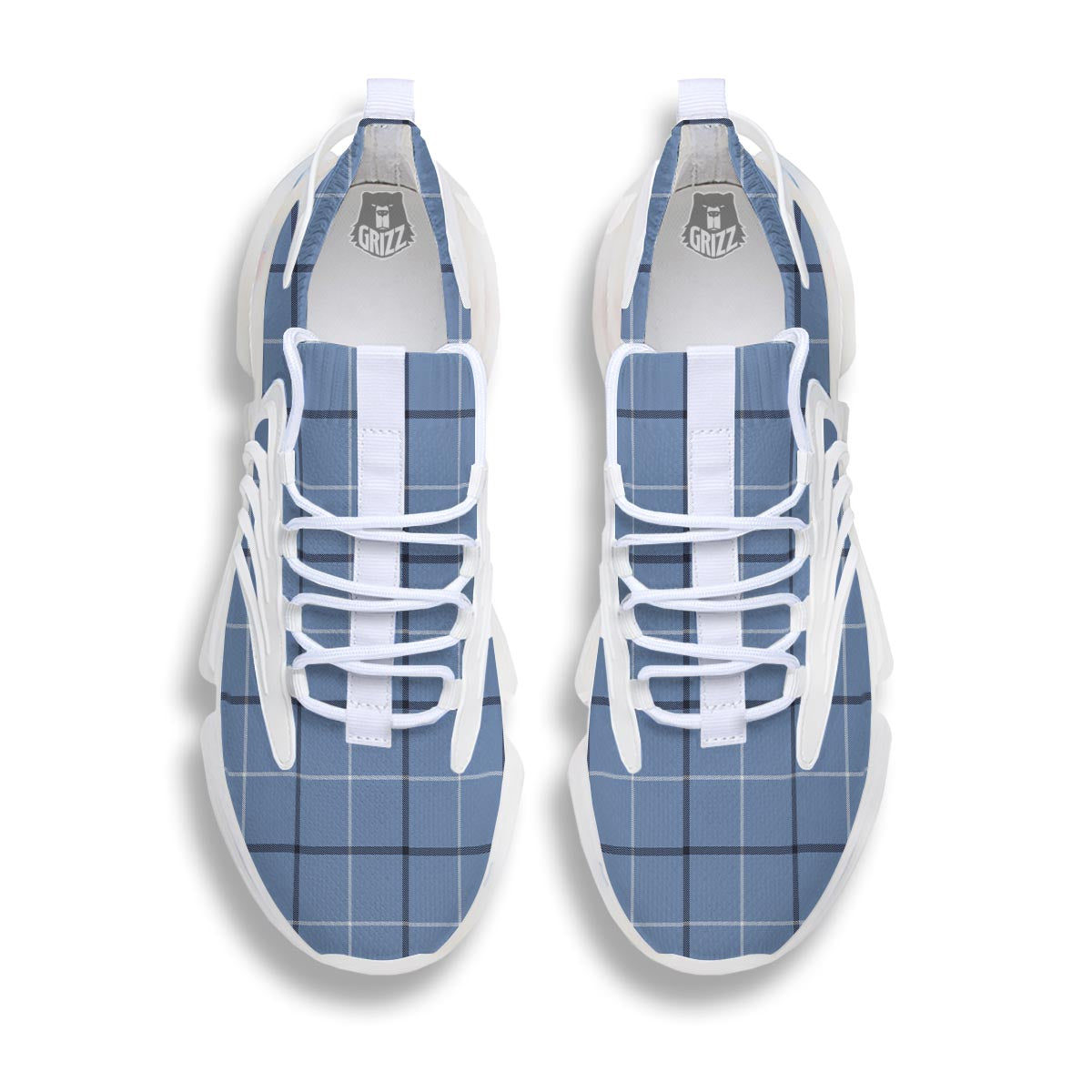 Tattersall Solf Blue Print Pattern White Gym Shoes-grizzshop