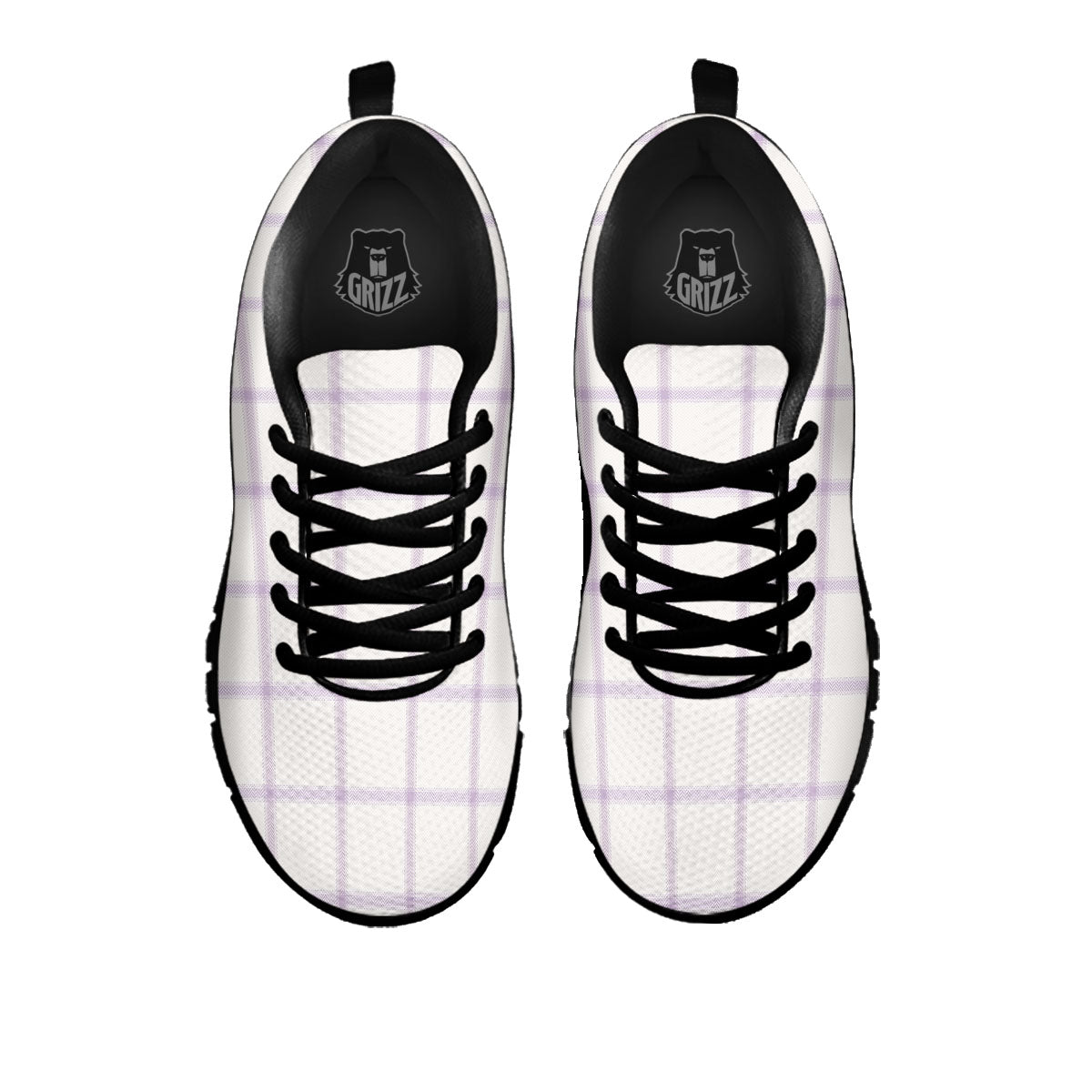 Tattersall White And Purple Print Pattern Black Sneaker-grizzshop