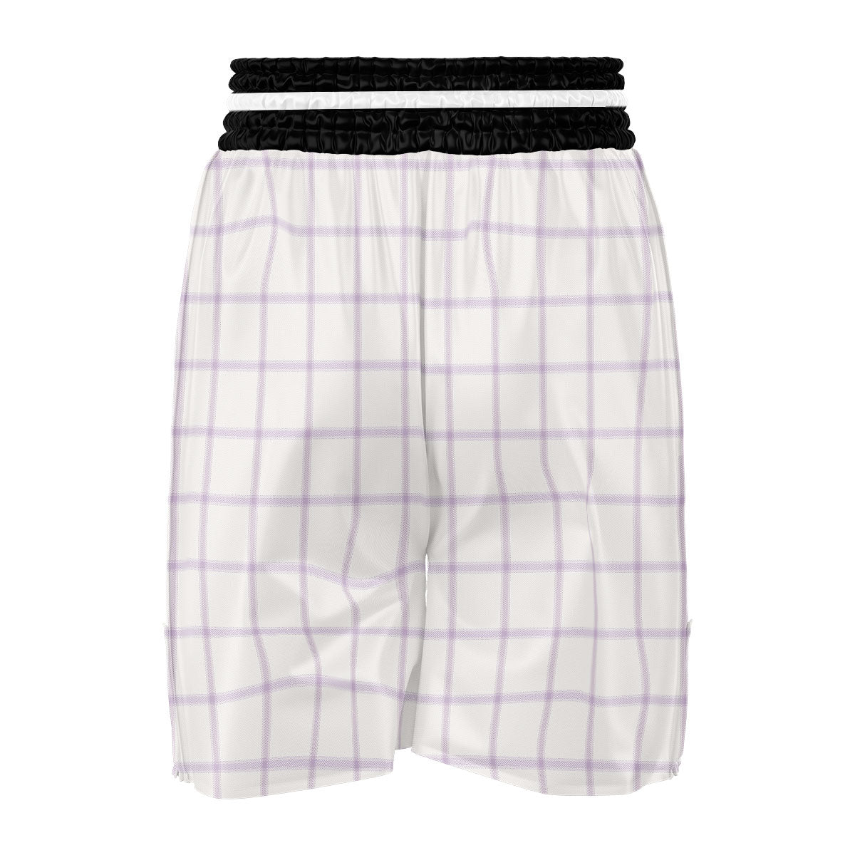 Tattersall White And Purple Print Pattern Boxing Shorts-grizzshop