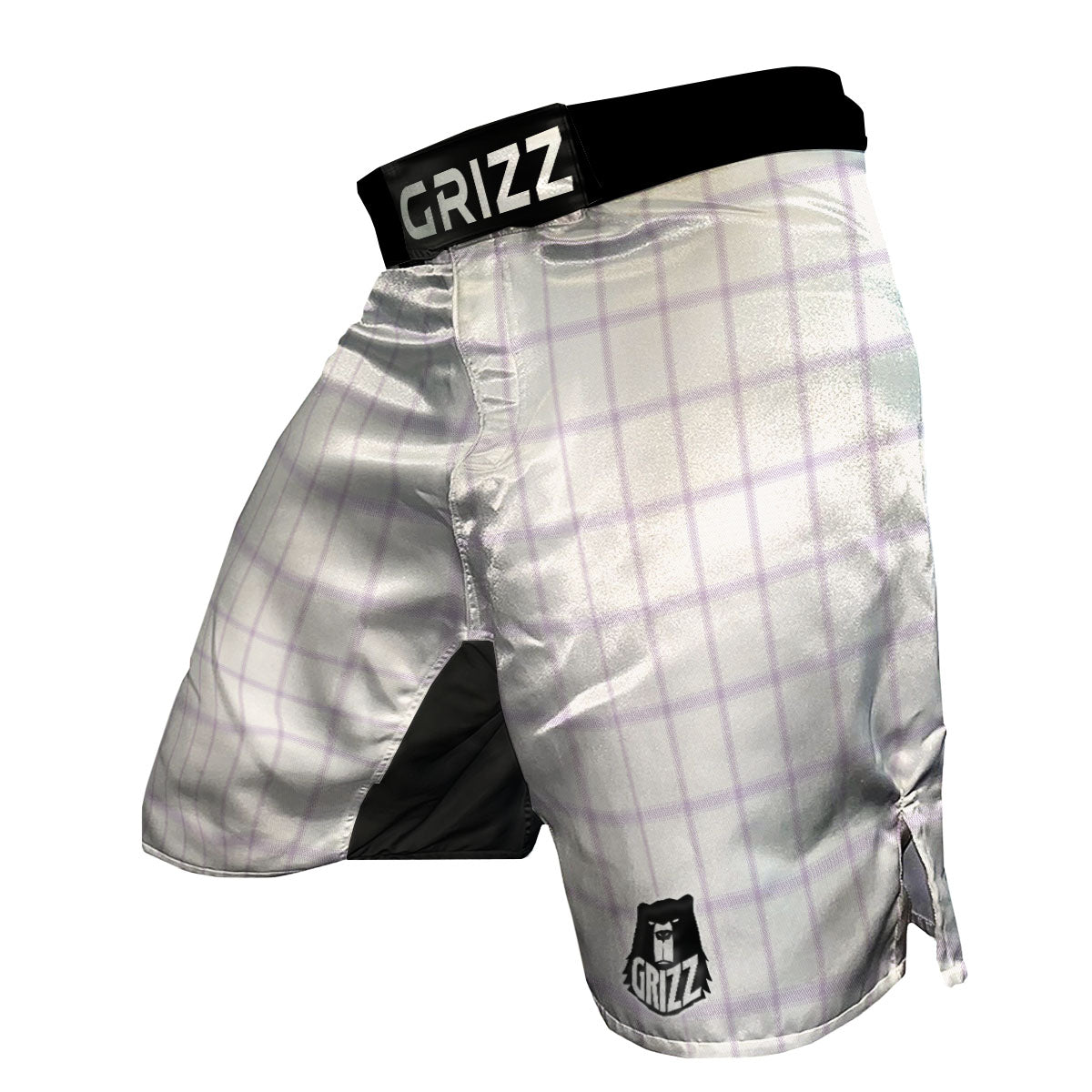 Tattersall White And Purple Print Pattern MMA Shorts-grizzshop