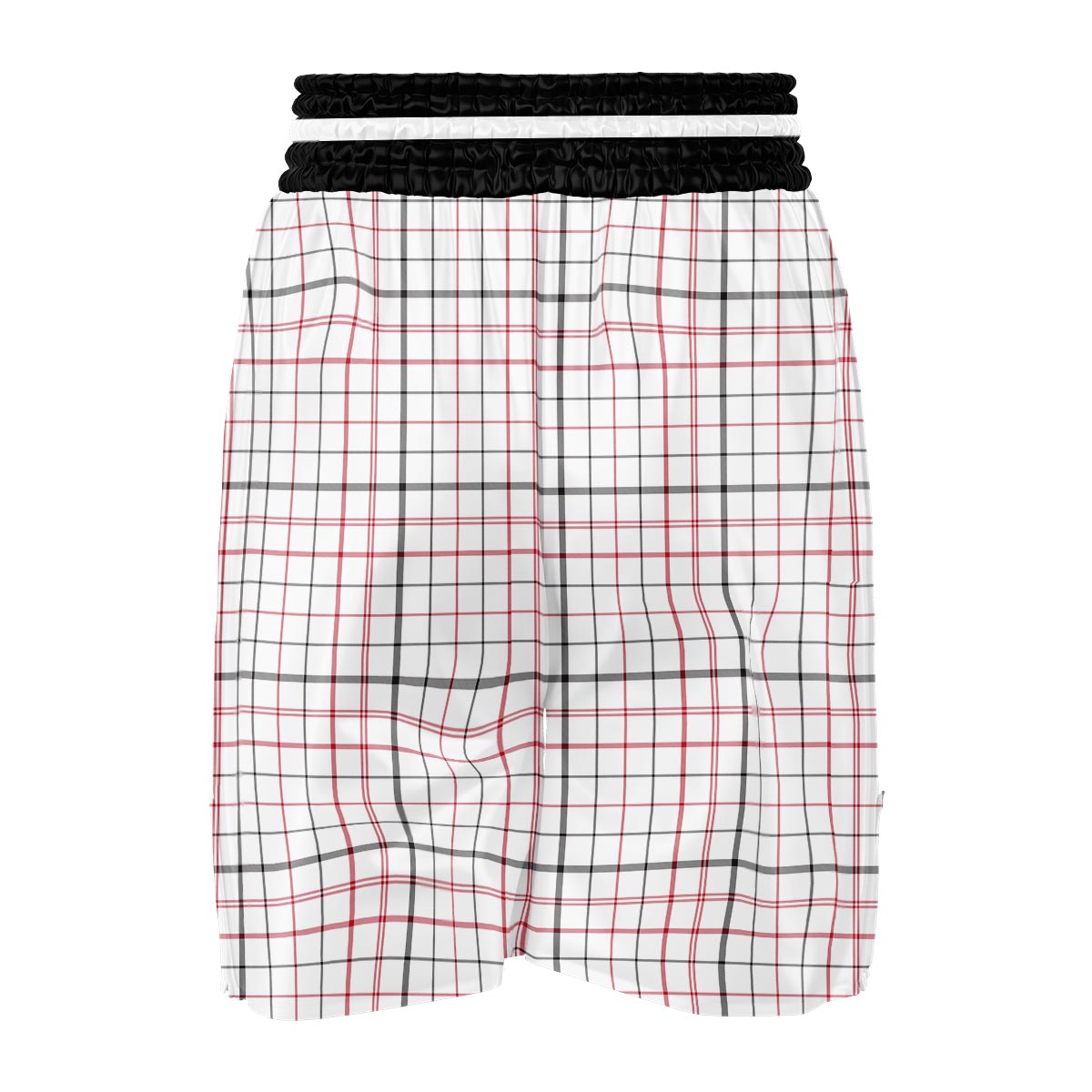 Tattersall White And Red Print Pattern Boxing Shorts-grizzshop