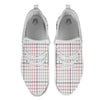 Tattersall White And Red Print Pattern White Athletic Shoes-grizzshop