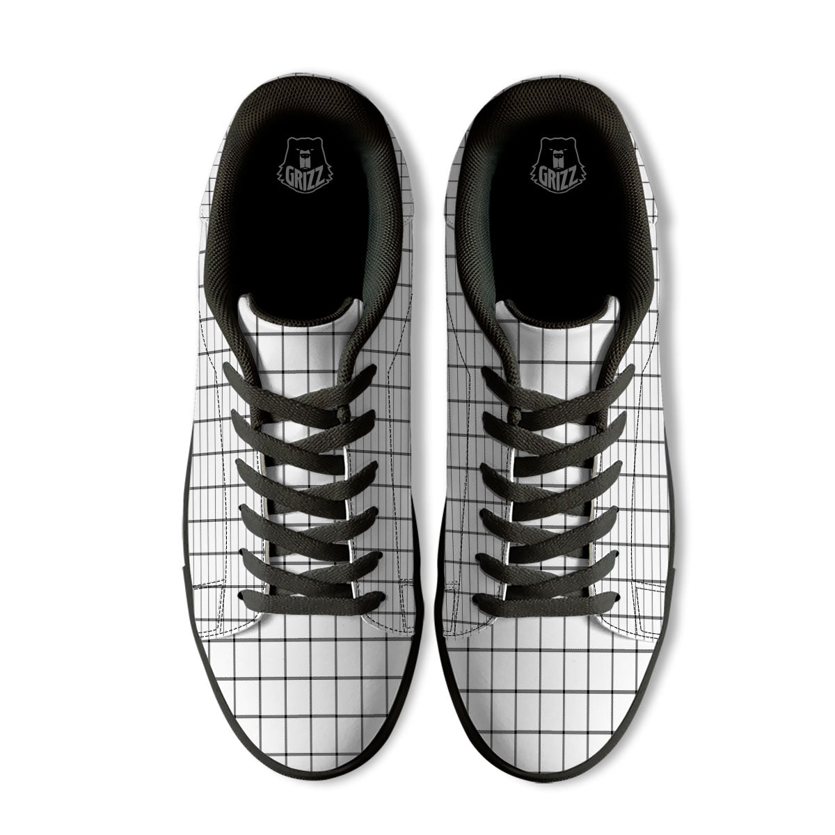 Tattersall White Print Pattern Black Low Top Sneakers-grizzshop