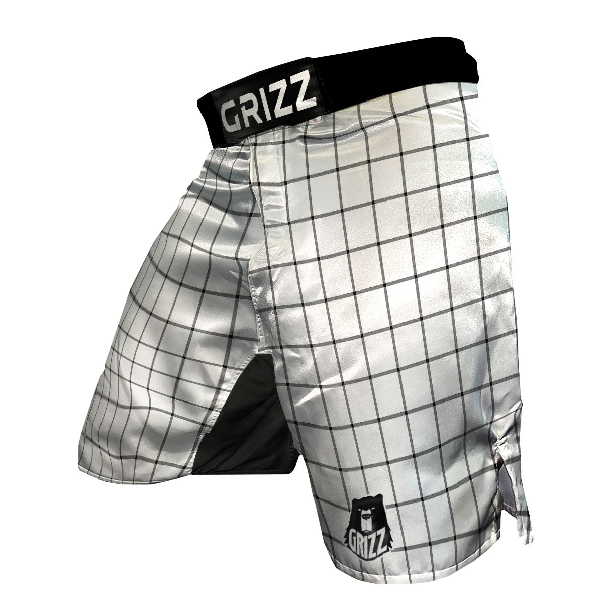 Tattersall White Print Pattern MMA Shorts-grizzshop