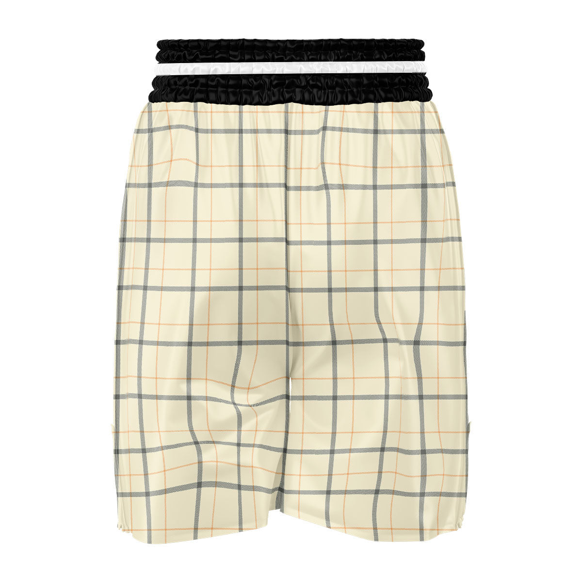 Tattersall Yellow And Beige Print Pattern Boxing Shorts-grizzshop