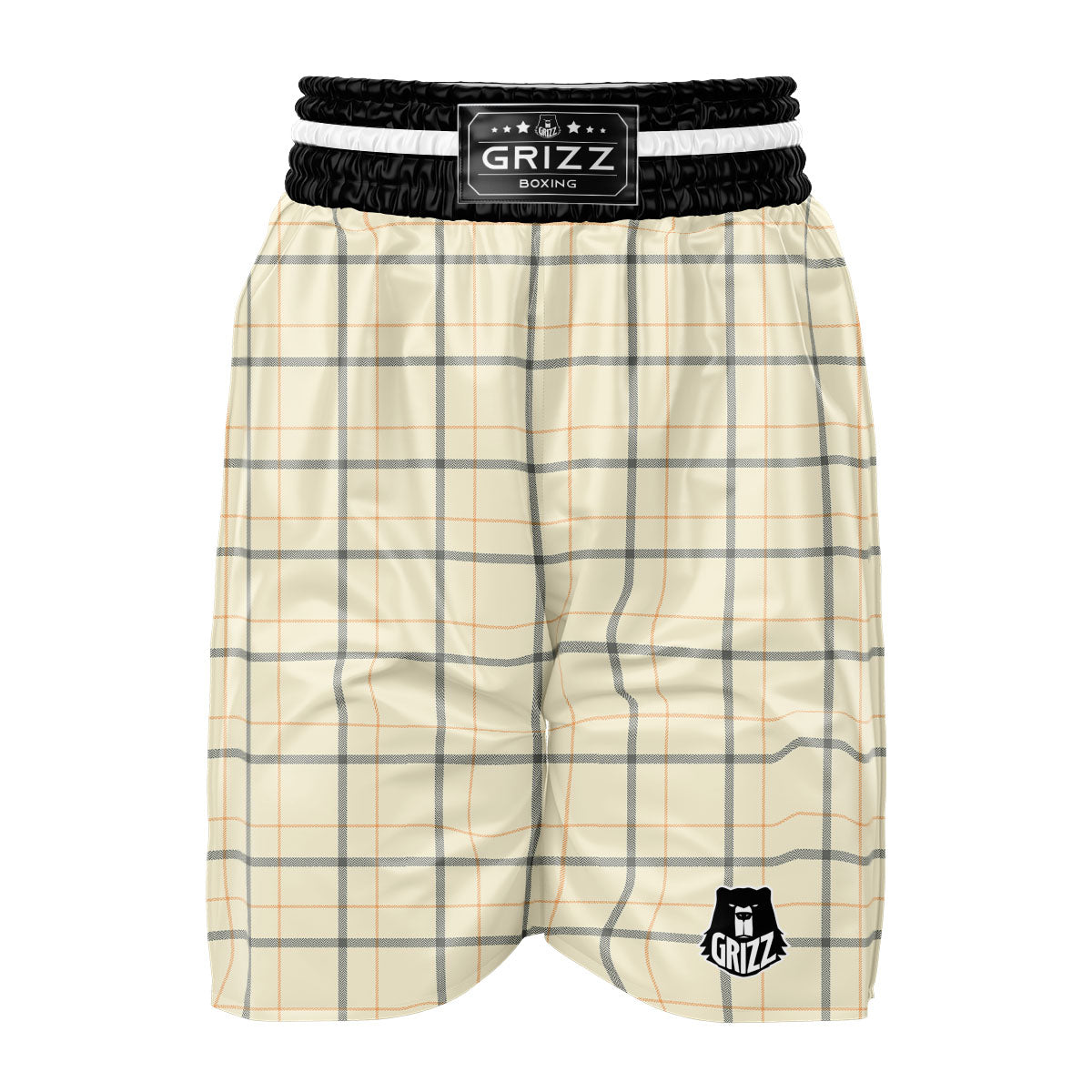 Tattersall Yellow And Beige Print Pattern Boxing Shorts-grizzshop