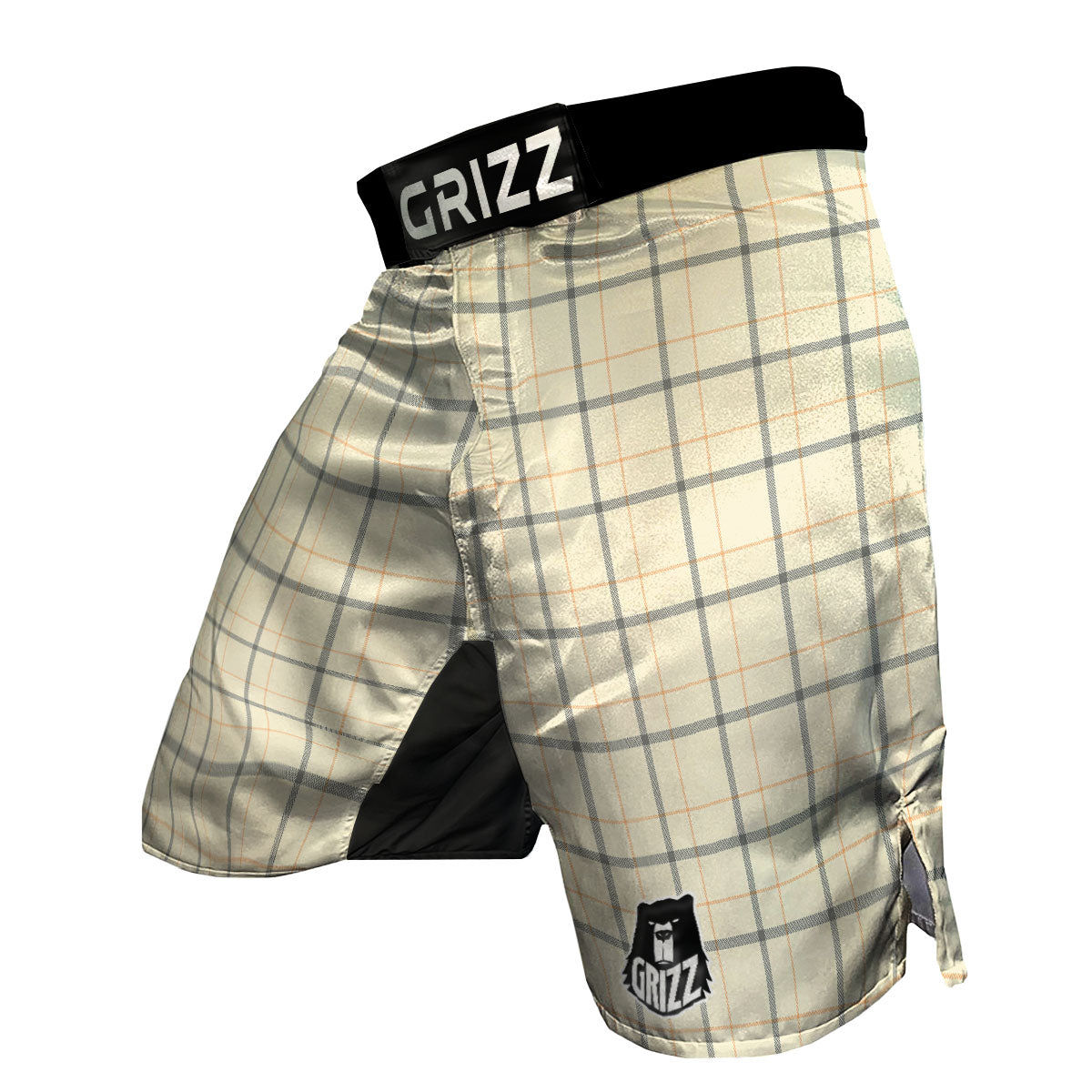 Tattersall Yellow And Beige Print Pattern MMA Shorts-grizzshop