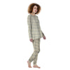 Tattersall Yellow And Beige Print Pattern Women's Pajamas-grizzshop