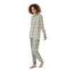 Tattersall Yellow And Beige Print Pattern Women's Pajamas-grizzshop