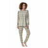 Tattersall Yellow And Beige Print Pattern Women's Pajamas-grizzshop