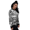 Tatto Polynesian Tribal Maori Print Women's Bomber Jacket-grizzshop