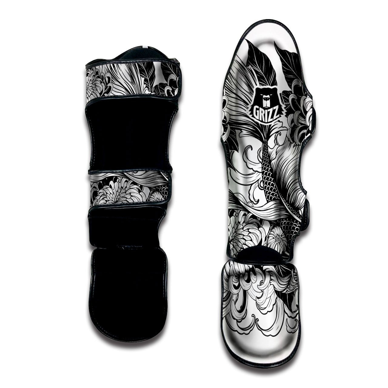 Tattoo Japanese Elemental Print Muay Thai Shin Guards-grizzshop