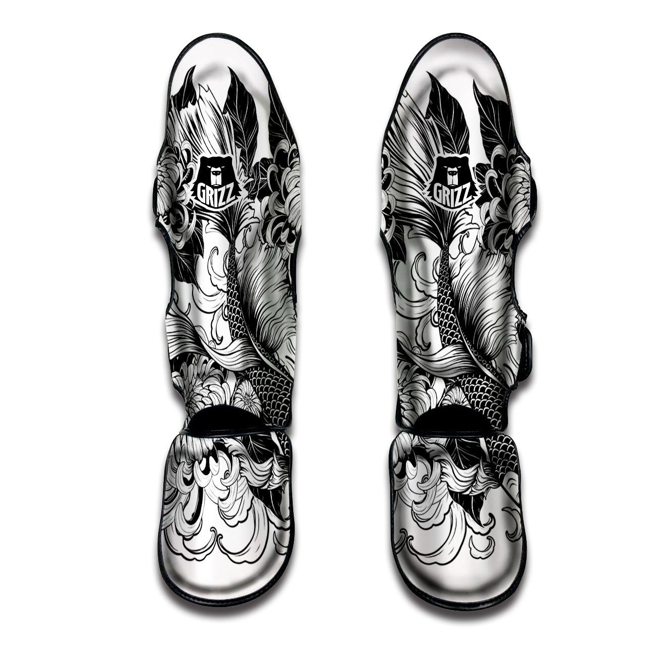 Tattoo Japanese Elemental Print Muay Thai Shin Guards-grizzshop