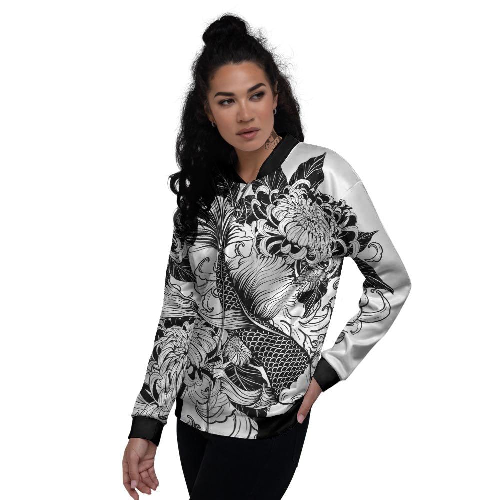 Tattoo Japanese Elemental Print Women's Bomber Jacket-grizzshop