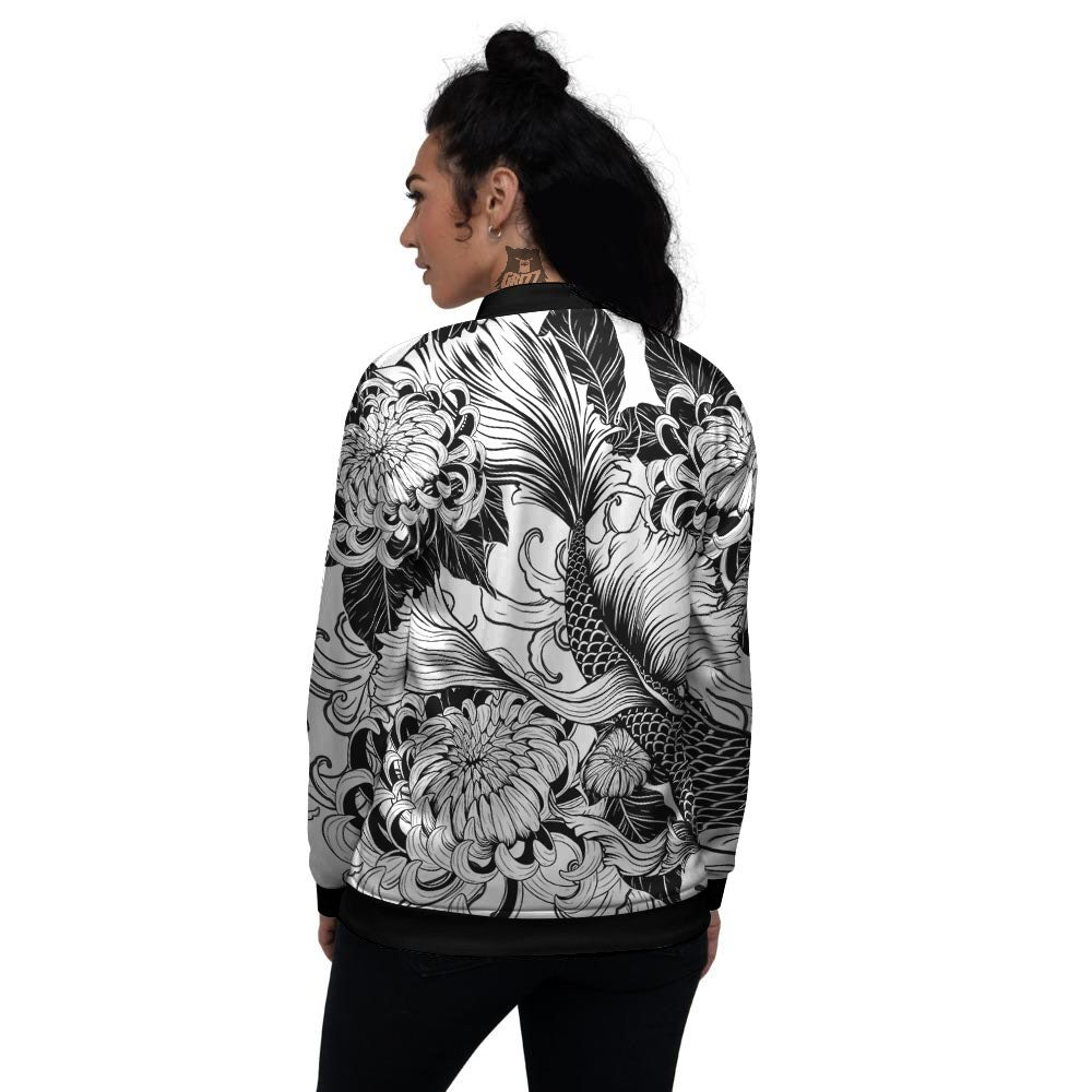 Tattoo Japanese Elemental Print Women's Bomber Jacket-grizzshop