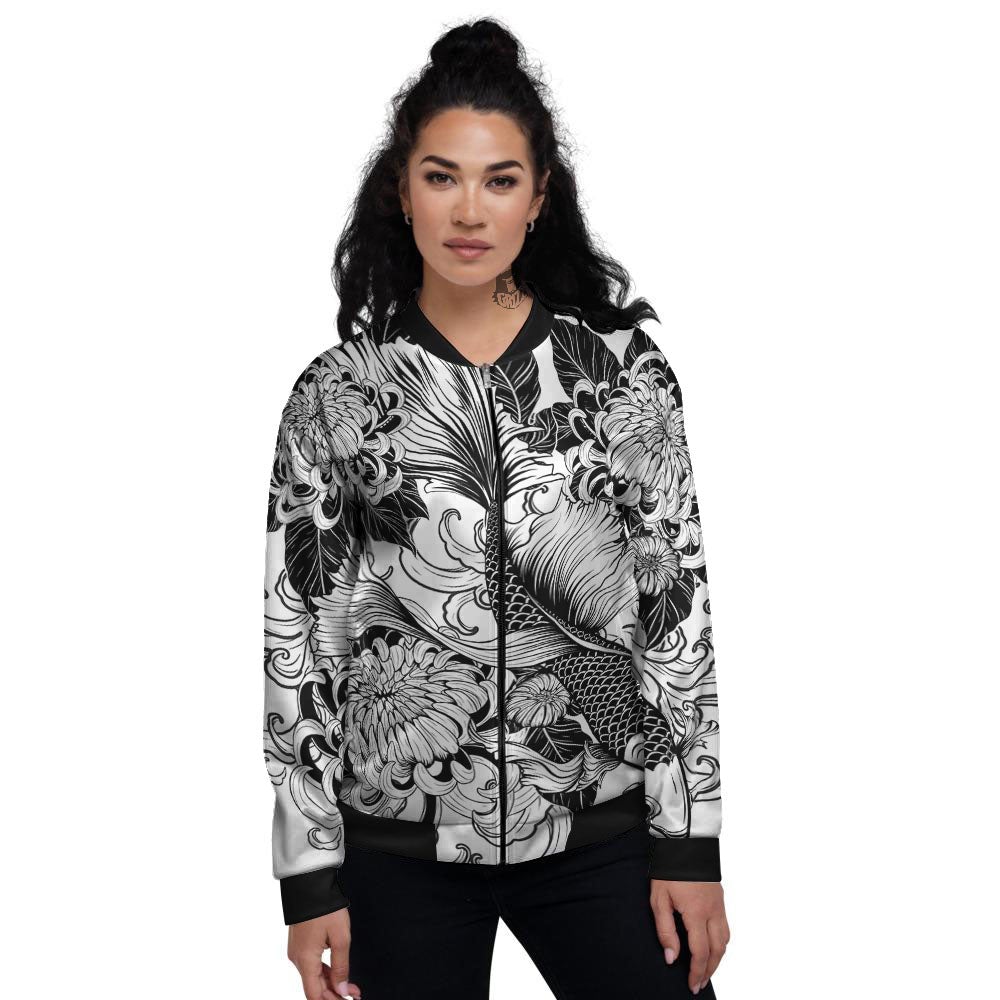 Tattoo Japanese Elemental Print Women's Bomber Jacket-grizzshop