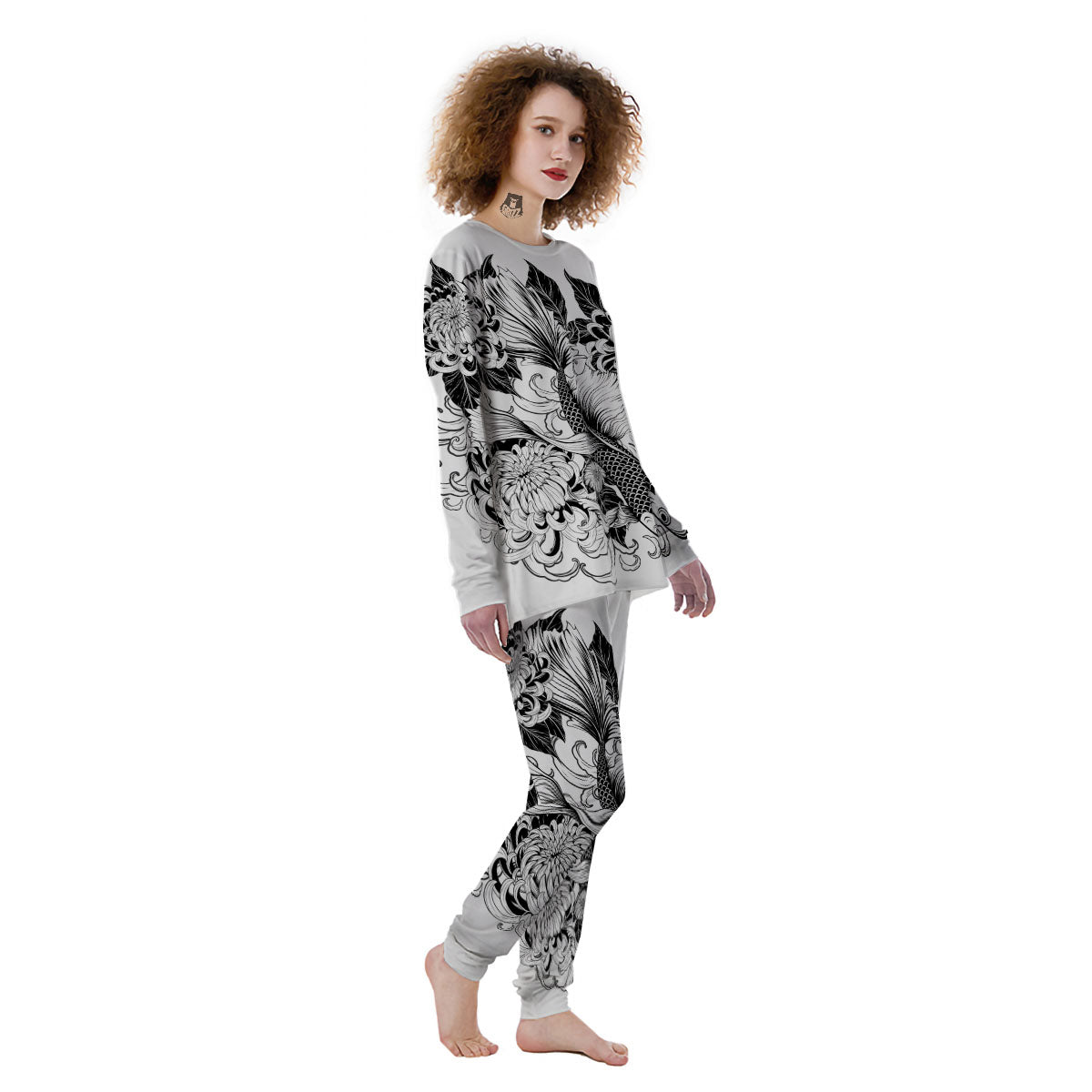 Tattoo Japanese Elemental Print Women's Pajamas-grizzshop