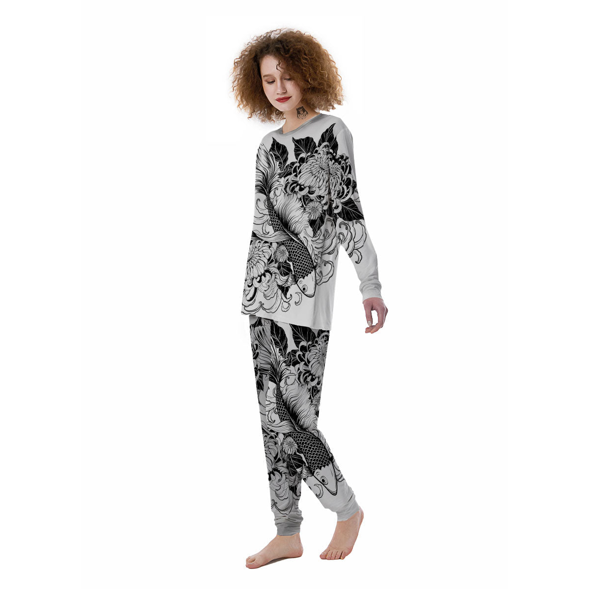 Tattoo Japanese Elemental Print Women's Pajamas-grizzshop