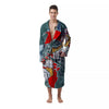 Tattoo Japanese Koi And Flower Print Men's Robe-grizzshop