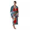 Tattoo Japanese Koi And Flower Print Men's Robe-grizzshop