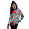 Tattoo Japanese Koi And Flower Print Women's Bomber Jacket-grizzshop