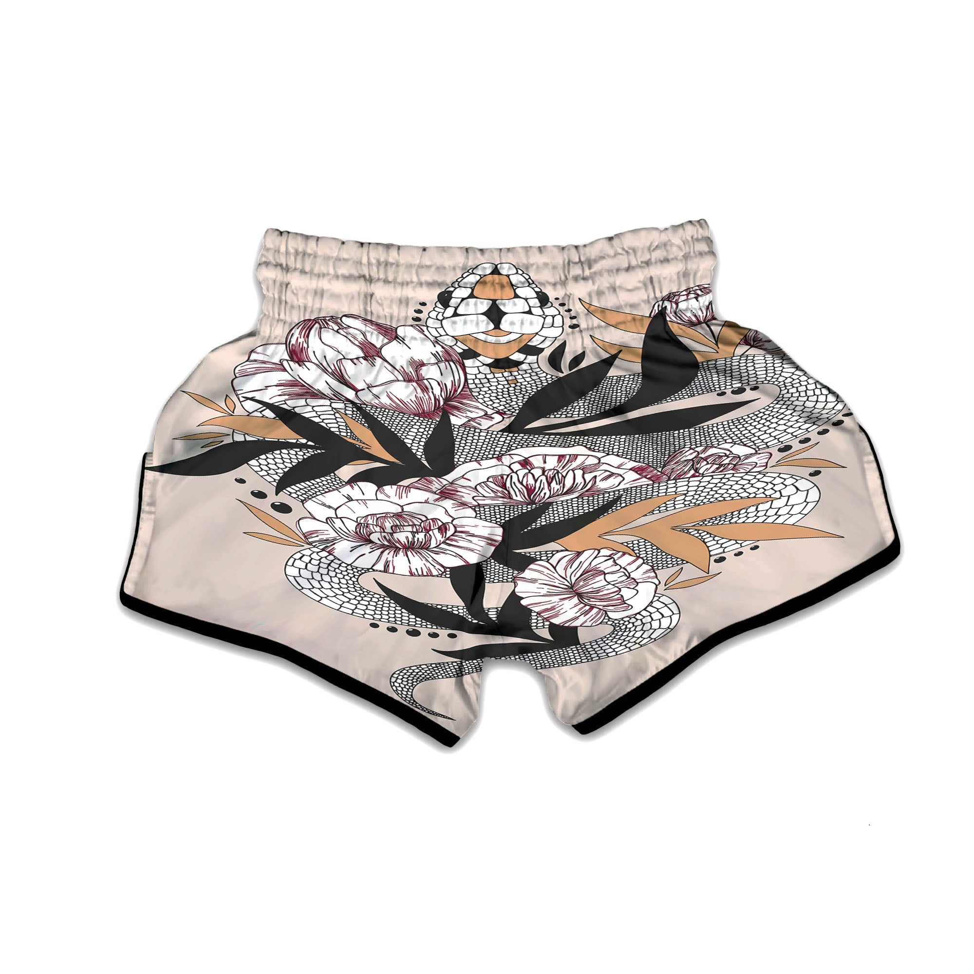 Tattoo Japanese Snake Print Muay Thai Boxing Shorts-grizzshop