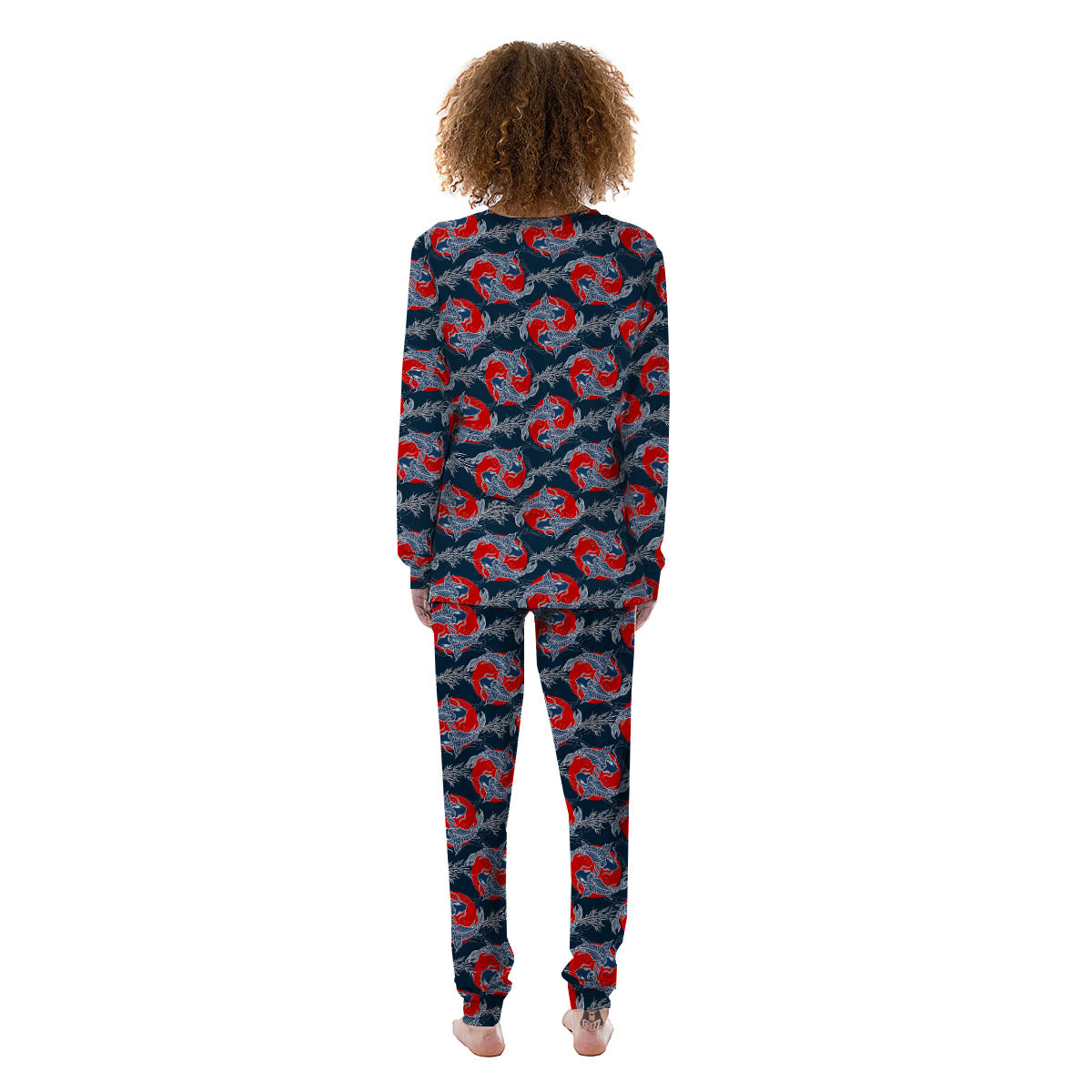 Tattoo Koi Fish Japanese Print Pattern Women's Pajamas-grizzshop