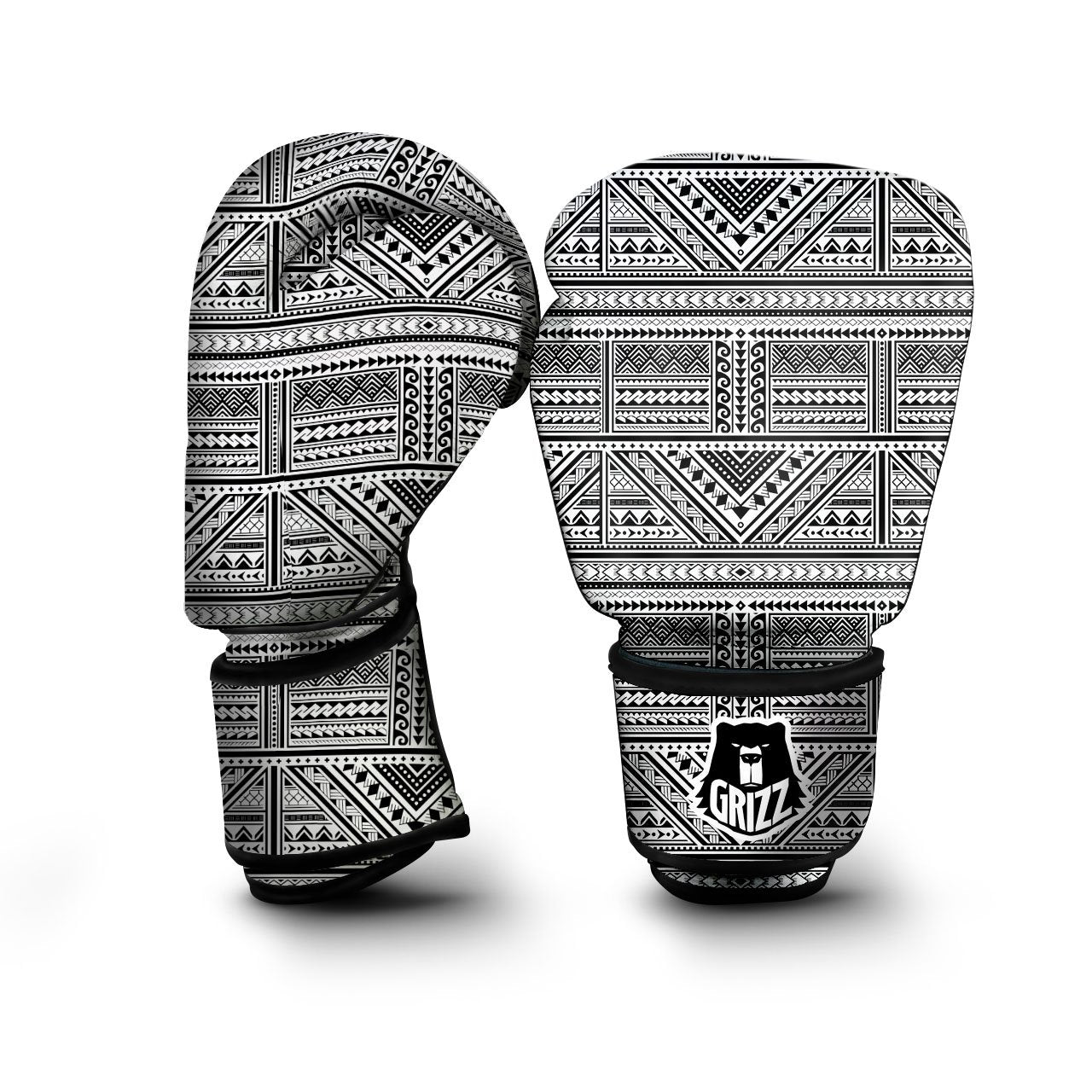 Tattoo Maori Polynesian Print Pattern Boxing Gloves-grizzshop