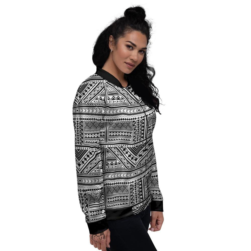 Tattoo Maori Polynesian Print Pattern Women's Bomber Jacket-grizzshop