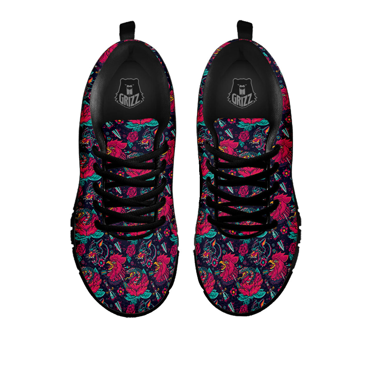 Tattoo Old School Print Pattern Black Sneaker-grizzshop