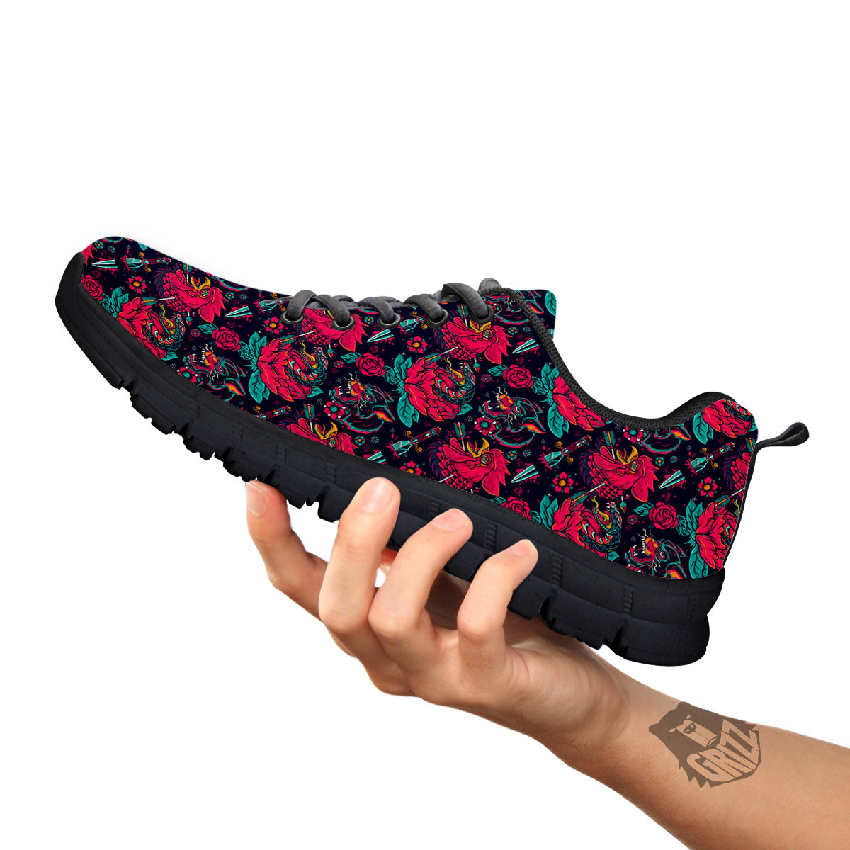 Tattoo Old School Print Pattern Black Sneaker-grizzshop