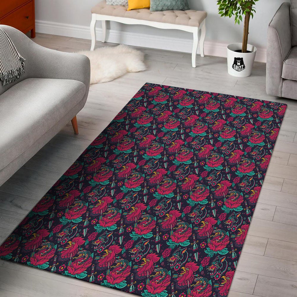 Tattoo Old School Print Pattern Floor Mat-grizzshop