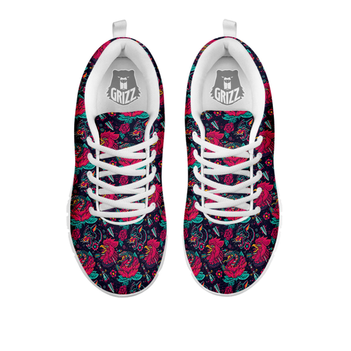 Tattoo Old School Print Pattern White Sneaker-grizzshop