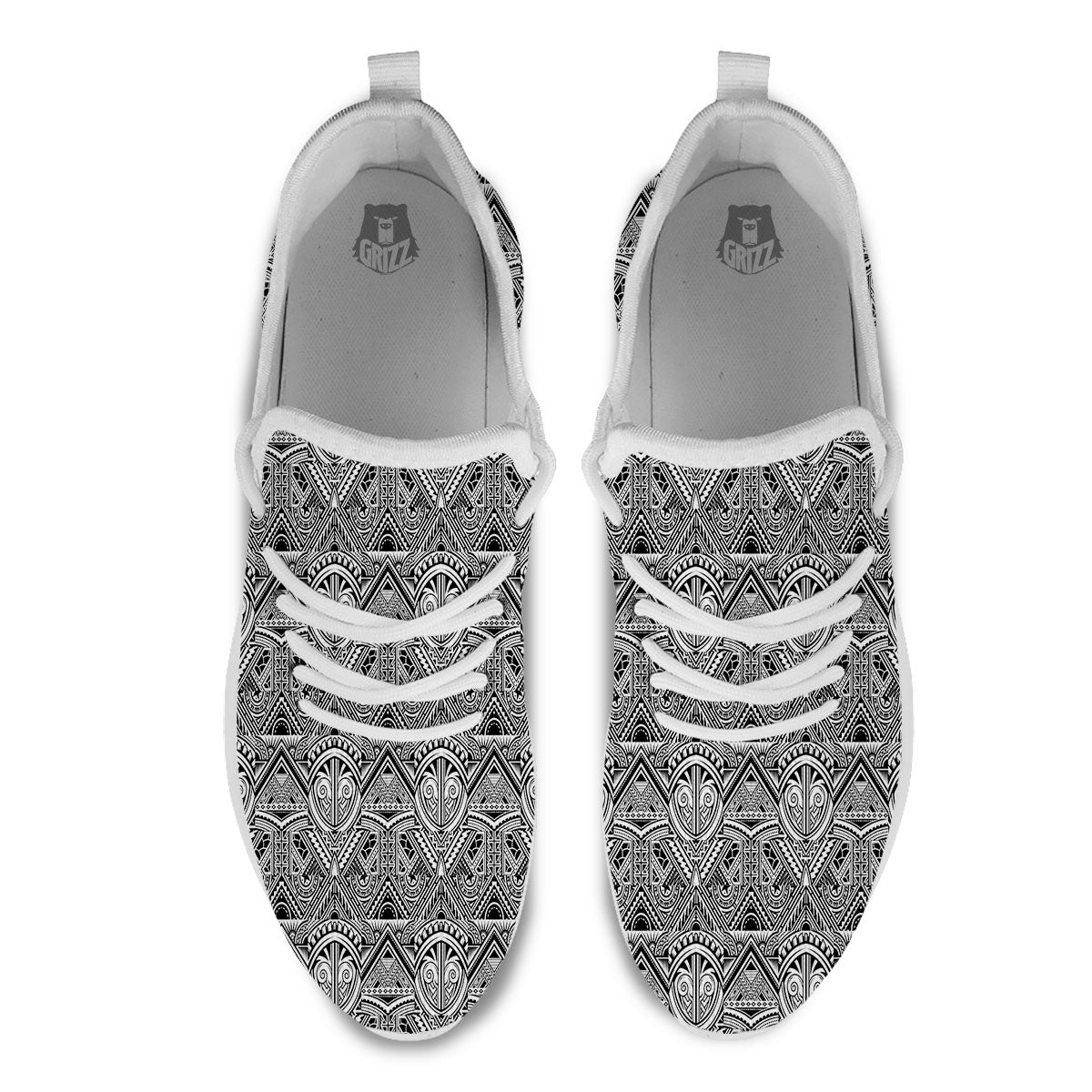 Tattoo Polynesian Tribal Print Pattern White Athletic Shoes-grizzshop