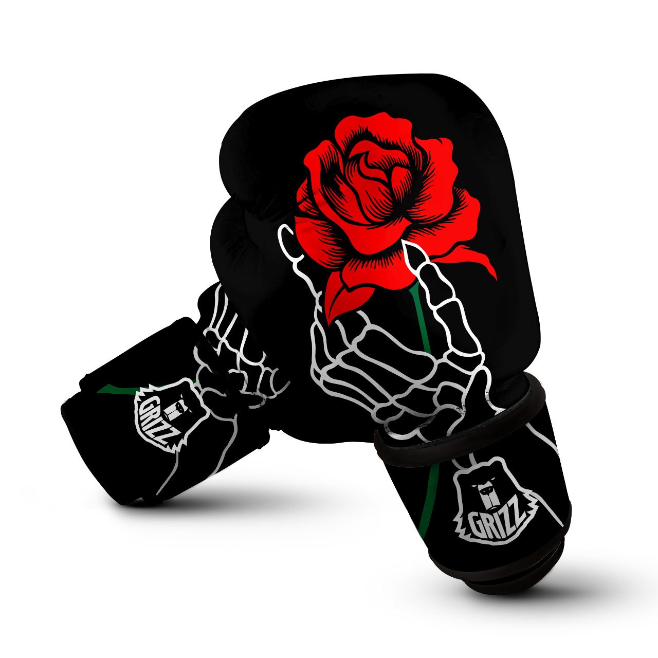 Tattoo Red Roses Print Boxing Gloves-grizzshop