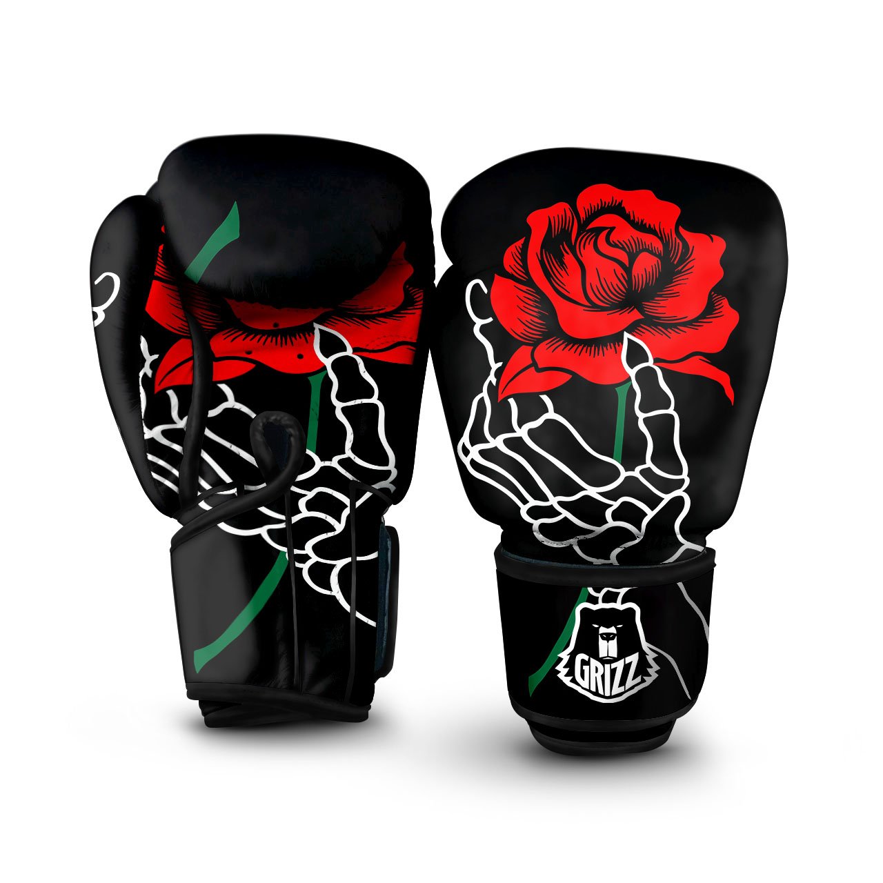 Tattoo Red Roses Print Boxing Gloves-grizzshop