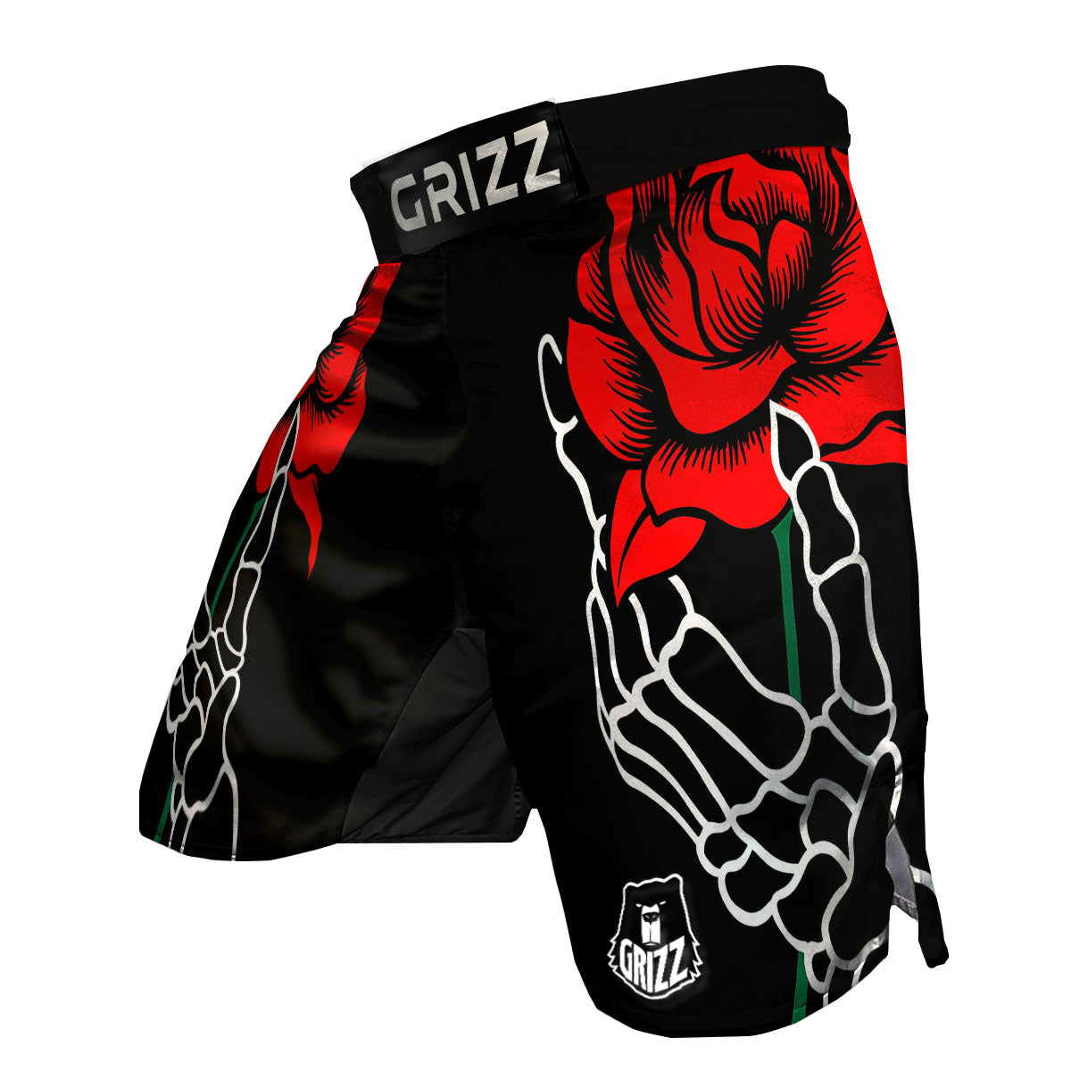 Tattoo Red Roses Print MMA Shorts-grizzshop