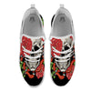 Tattoo Roses And Skull Print White Athletic Shoes-grizzshop