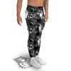 Tattoo Vampire Black and White Print Pattern Men's Leggings-grizzshop