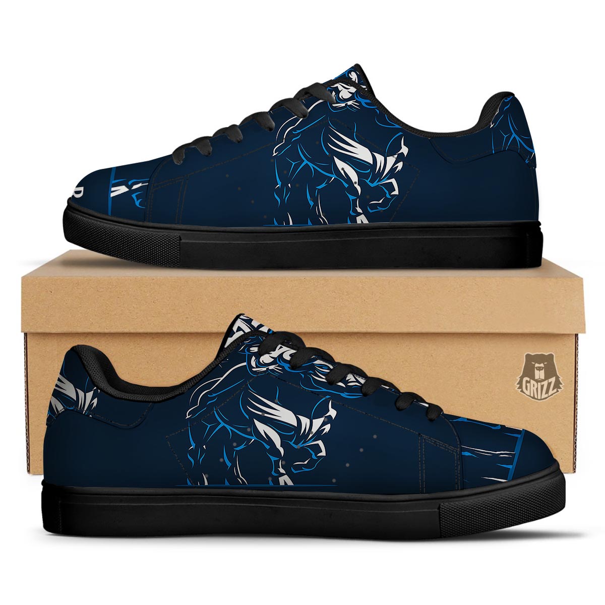 Taurus Constellation Sign Print Black Low Top Sneakers-grizzshop