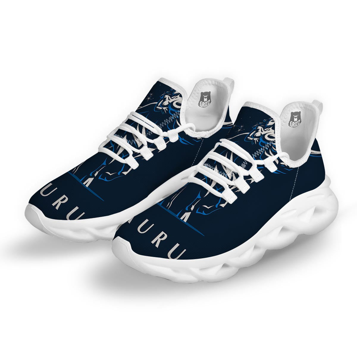 Taurus Constellation Sign Print White Running Shoes-grizzshop
