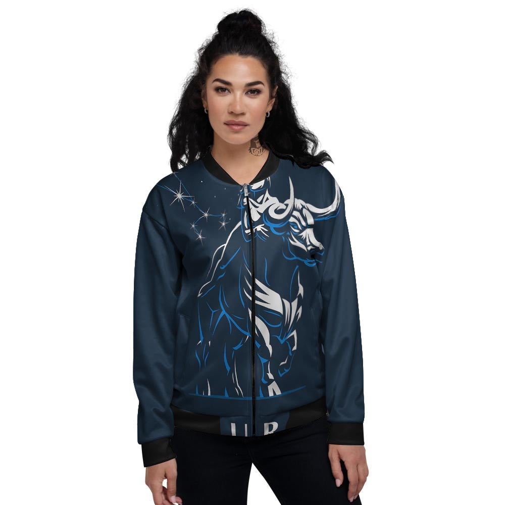 Taurus Constellation Sign Print Women's Bomber Jacket-grizzshop