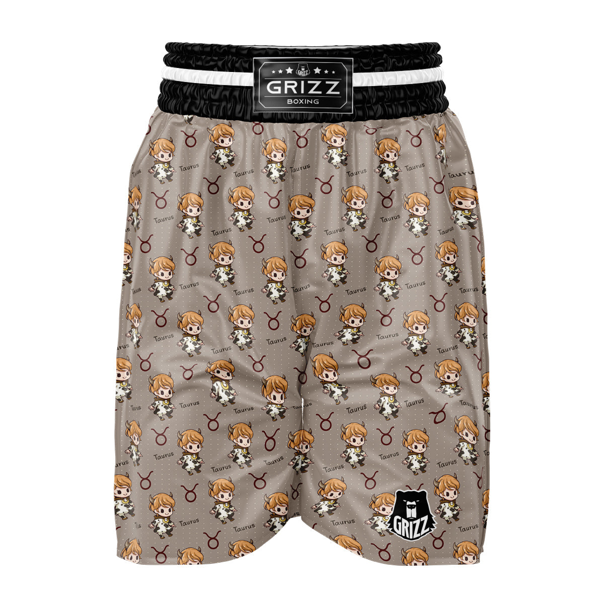 Taurus Cute Cartoon Print Pattern Boxing Shorts-grizzshop