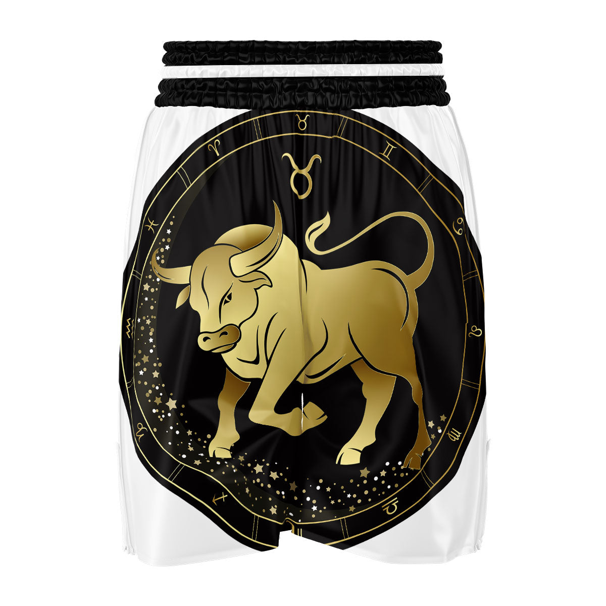 Taurus Sign Black And Gold Print Boxing Shorts-grizzshop