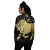 Taurus Sign Black And Gold Print Women's Bomber Jacket-grizzshop